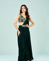 Bottle Green Elegance Pre Draped Saree
